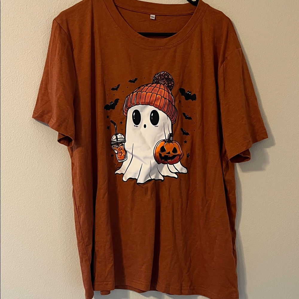 Rust Orange Halloween Ghost Graphic Tee